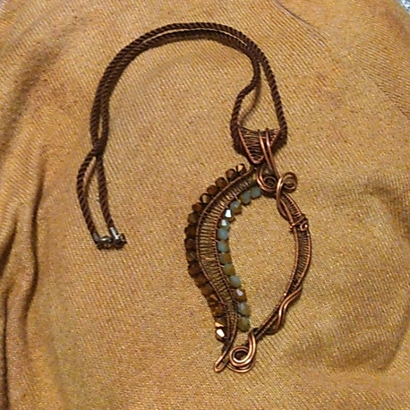 Jewelry - Handcrafted wire wrapped leaf necklace